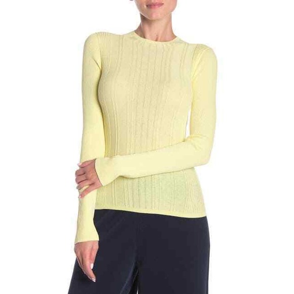 Vince Variegated Rib Mock Neck Sweater 